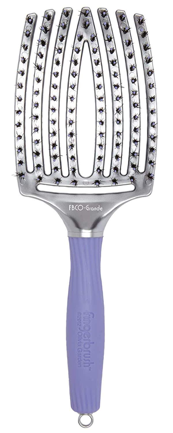 Olivia Garden FingerBrush Scalp-Hugging & Vented Combo Paddle Hair Brush (ionic & 100% boar bristles) FBCO-GD (Grande)