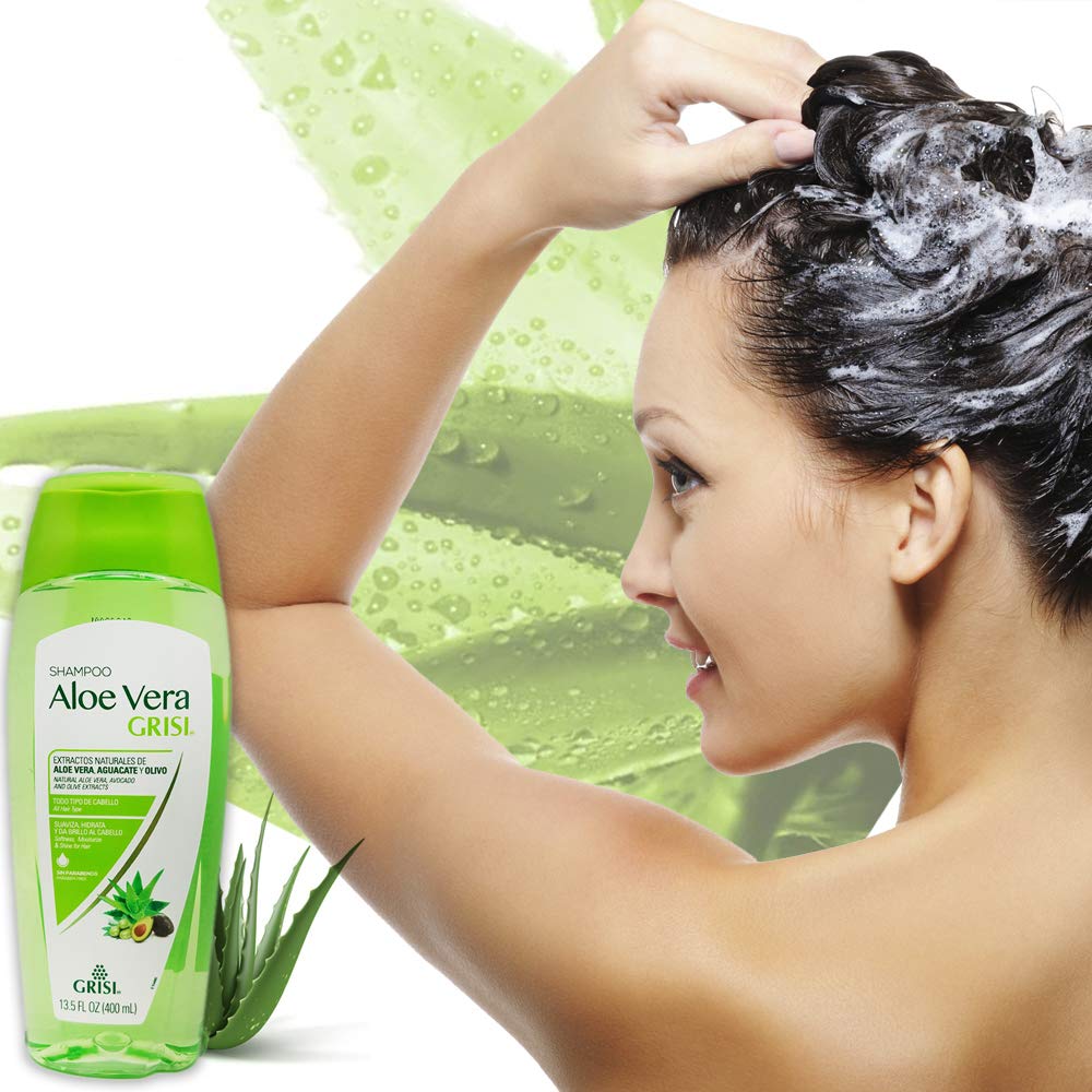 Grisi Aloe Vera Shampoo | Moisturizing Hair Product with Aloe Extract, Paraben-Free for Soft, Shiny Hair - 13.5 Fl Ounces