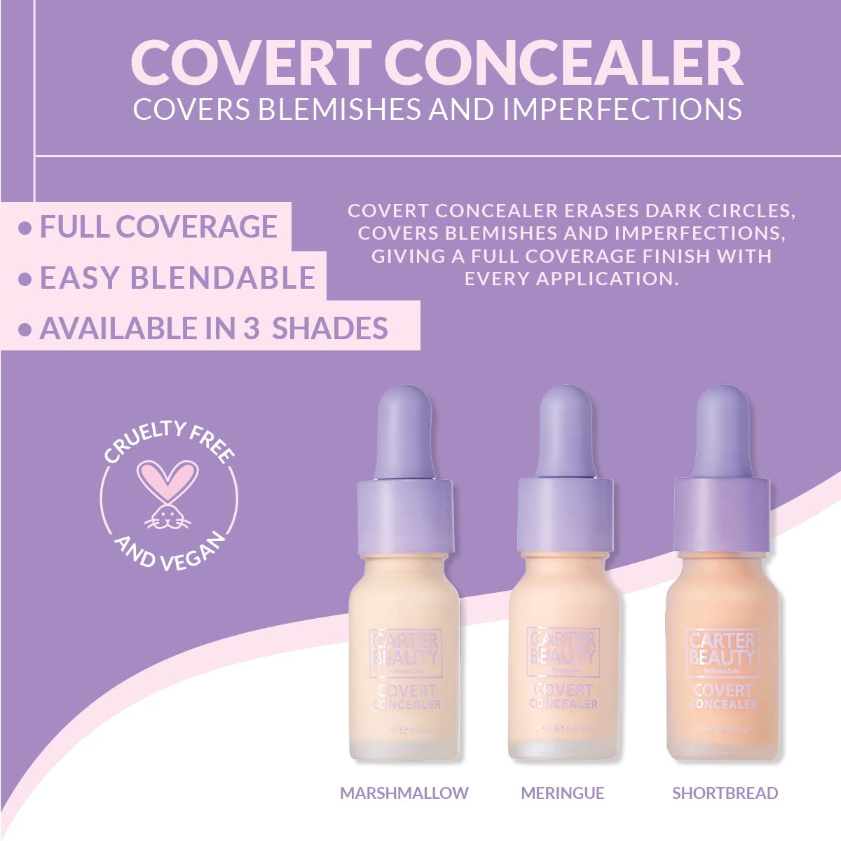 Carter Beauty By Marissa Carter Covert Brightening Concealer - Creamy - Instant Undereye Brightener and Redness Corrector - Vegan, Cruelty Free