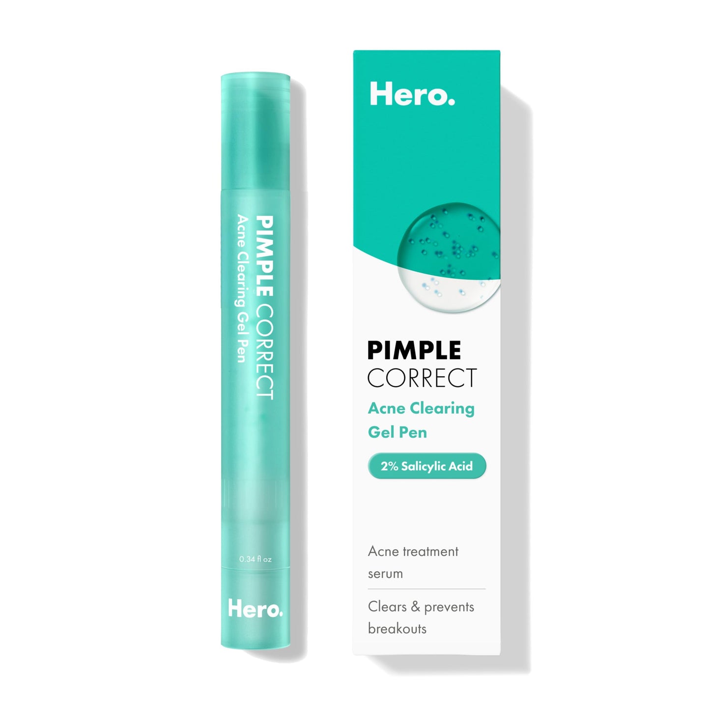 Hero Cosmetics Pimple Correct Acne Clearing Gel Pen - Maximum Strength 2% Salicylic Acid, Derm-Tested Formula for Current and Future Zits (1 Count)