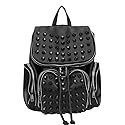 Downupdown Studded Backpacks for Women and Men Leather Flap Rivet Backpack knapsack Ladies Casual Daypack Shoulder Bag Cool Zipper Backpack with Top…