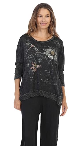 Jess & Jane Botanique, Mineral Washed Cotton Slub Dolman Sleeve Rib Detail Tunic