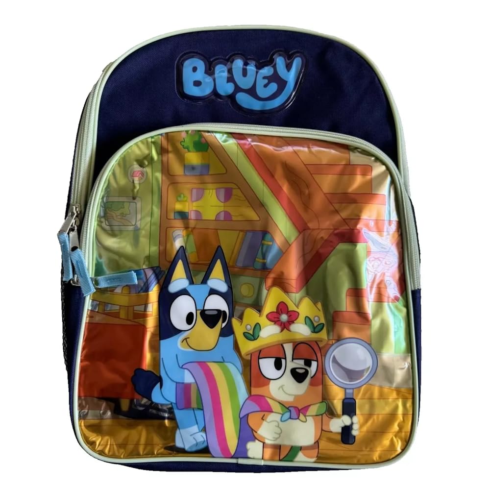 AI ACCESSORY INNOVATIONS Bluey 16” Backpack for Kids - Official Bluey School Bag with Adjustable Straps & Spacious Compartments - Perfect for School, Travel & Everyday Use, B24BY60589