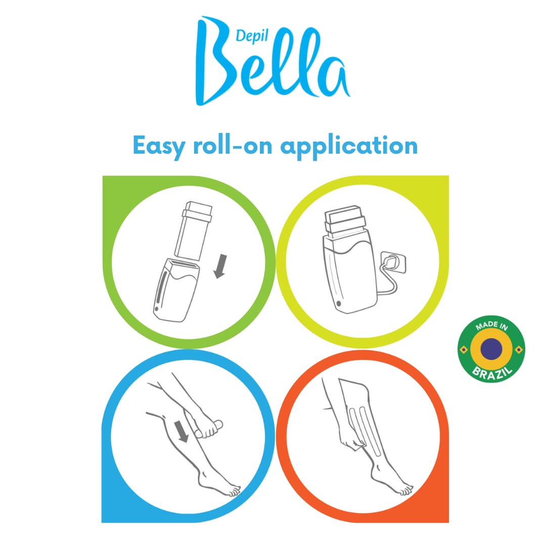 Depil Bella Brazilian Roll-On Black Depilatory Wax - Body Waxing, Hair Removal Wax-Cartridge - For Men and Women - Home Self Waxing - Sensitive Skin Beauty and Personal Care DEPIL BELLA