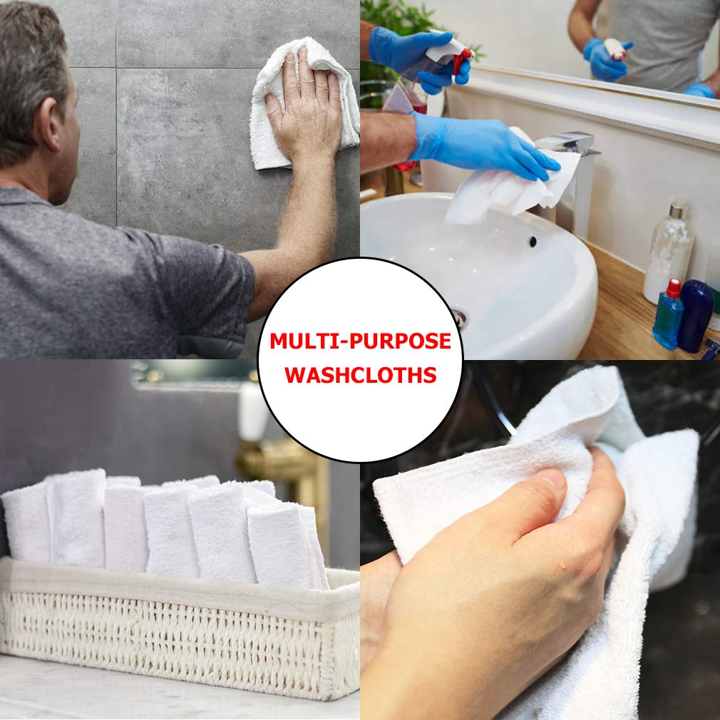 TALVANIA White Cotton Washcloths - Pack of 24 - Super Absorbent Bathroom Face Towels - 12" x12” Terry Bath Wash Cloth Set - Spa Home Cleaning Towel…