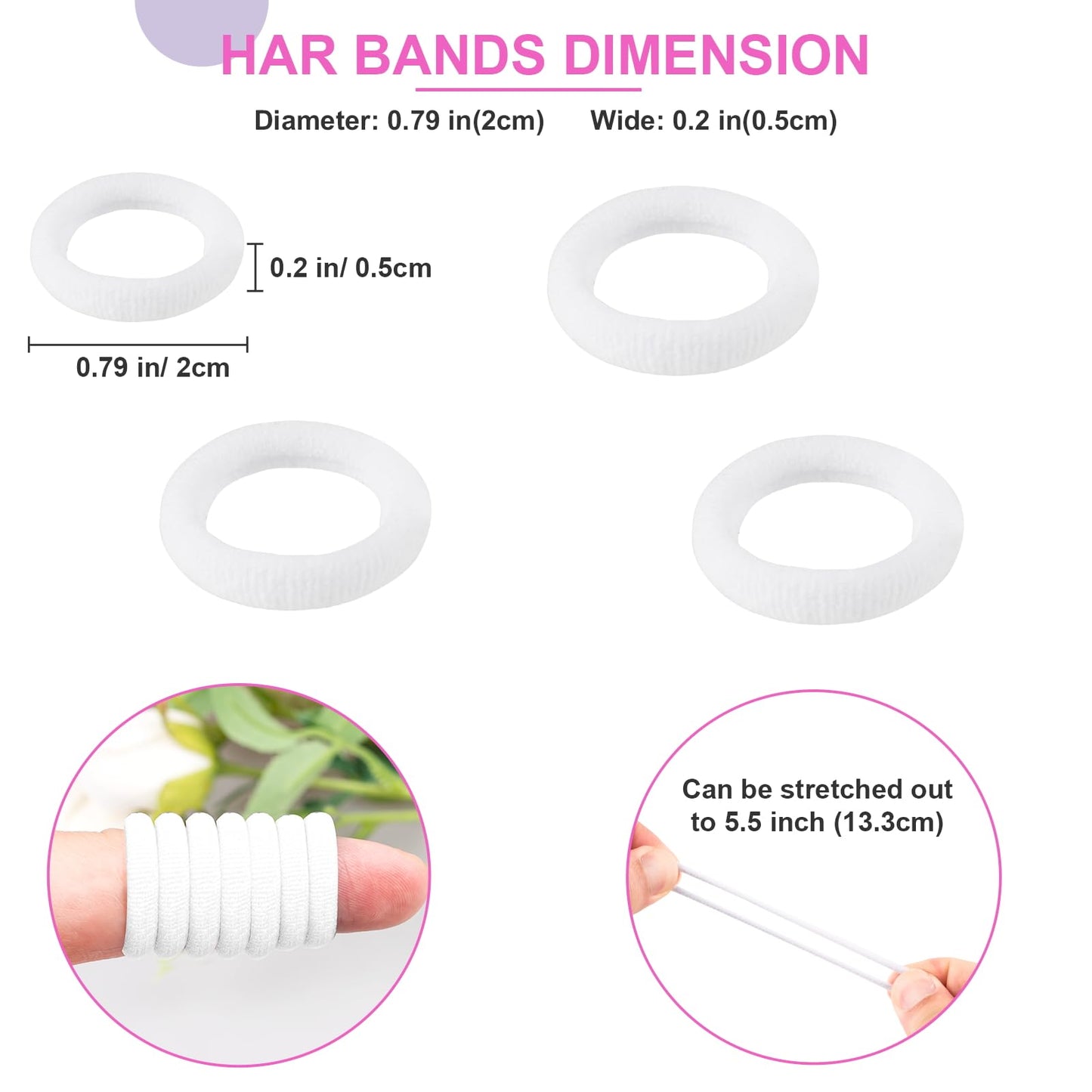 400 PCS Baby Hair Ties - No Damage Elastic Ponytail Holders, Soft Seamless Multicolor Hair Bands for Toddlers and Girls, Baby Hair Accessories (White) Beauty and Personal Care TVINLIK