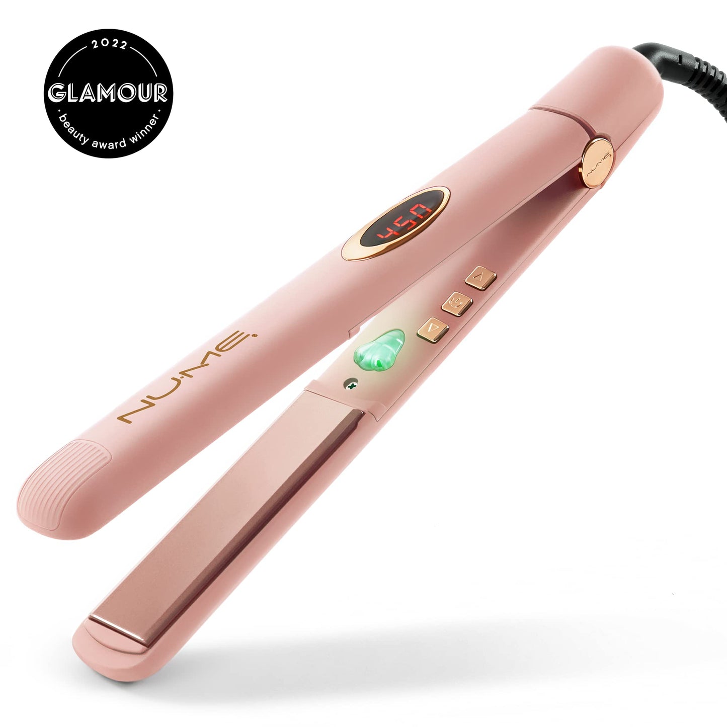 NuMe Megastar Hair Straightener, Blush | 1-inch Tourmaline Flat Iron with Floating Plates, Infrared Light and Negative Ions - Professional Styling