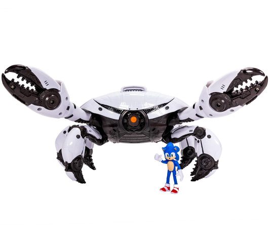Sonic the Hedgehog 3 Movie Crab Mech Playset – 2.5" Sonic Action Figure with Pinching Claws, Official Licensed Kids Toy