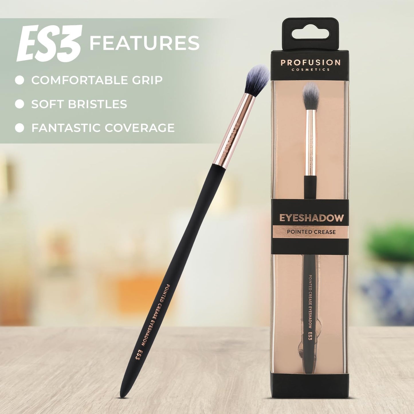 Profusion Cosmetics Pointed Crease Eyeshadow Brush - Soft Synthetic Fibers for Precision Blending & Smudge Control, Vegan Makeup Tool