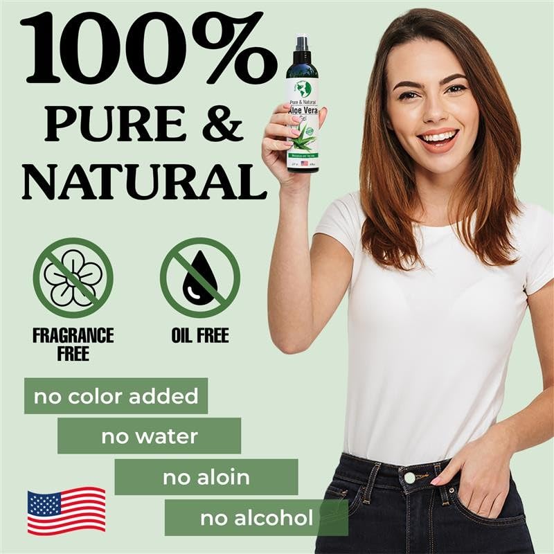 Earth’s Daughter Organic Aloe Vera Gel from Fresh Cut 100% Pure Organic Aloe leaves - Fast Absorbing for Face, Skin, Hair & Body - Vegan, Unscented