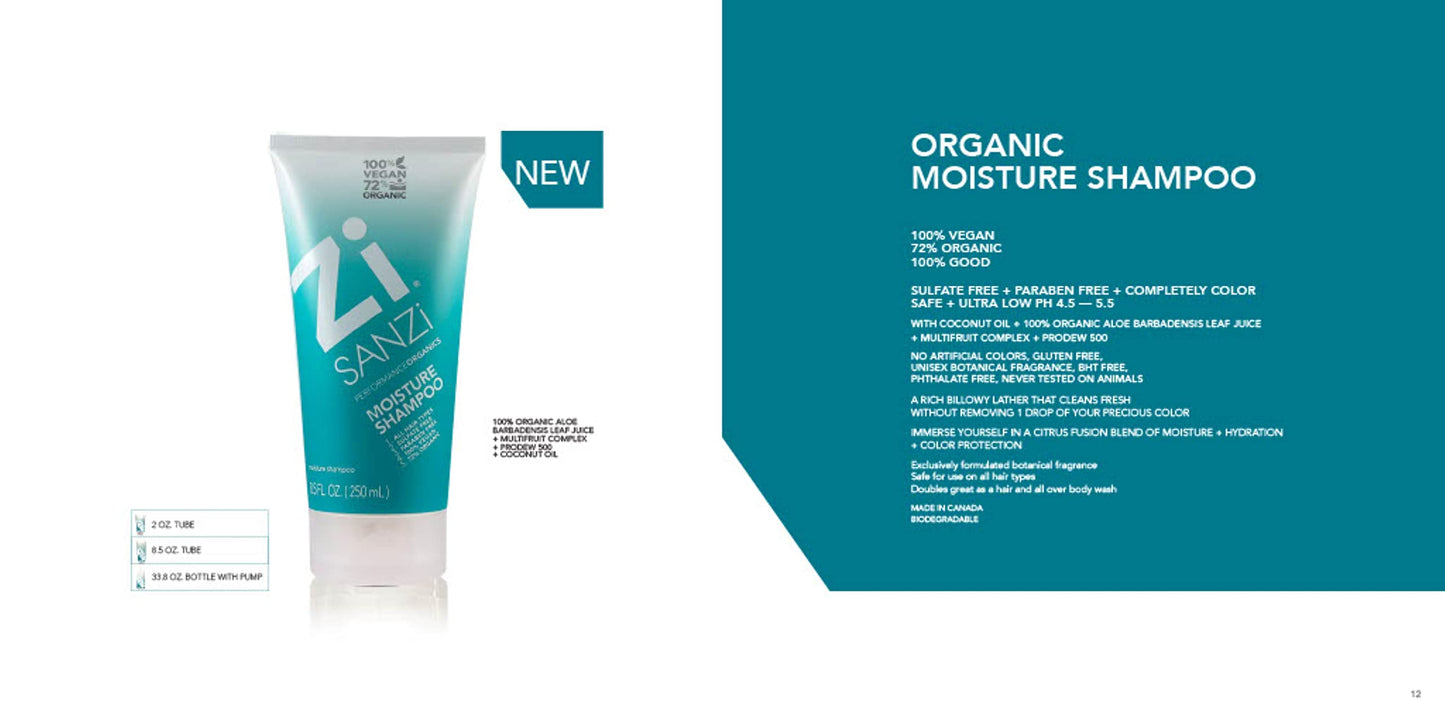 Zi Sanzi Performance Organics Combo: Vegan and Gluten-Free Shampoo and Conditioner Set - 100% Organic Ingredients for Deep Nourishment, Sulfate-Free