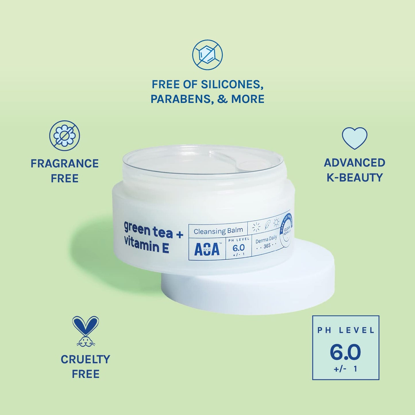 AOA STUDIO Green Tea & Vitamin E Cleansing Balm, Waterproof Makeup Remover, Oil Based Makeup Remover, K beauty Skin Care, Soothing and Brightening