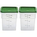 Cambro Food Storage Container with Lid (Microwave Safe and BPA-Free) - 2 Pack - Classic Series Square with Green Lid - 4 QT (Quart) - Commercial…