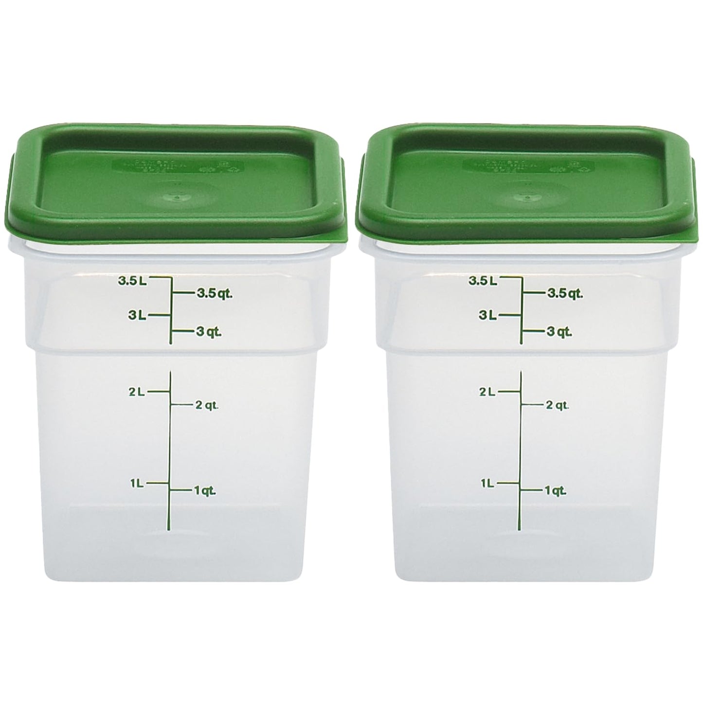 Cambro Food Storage Container with Lid (Microwave Safe and BPA-Free) - 2 Pack - Classic Series Square with Green Lid - 4 QT (Quart) - Commercial…