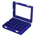 MeJell 24 Slot Velvet Glass Jewelry Box Organizer Rings Earrings Tray Display Storage Case