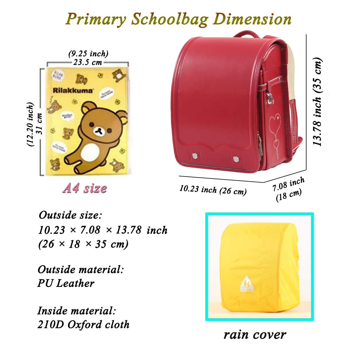 milworld randoseru japanese schoolbag backpack Senior waterproof PU leather