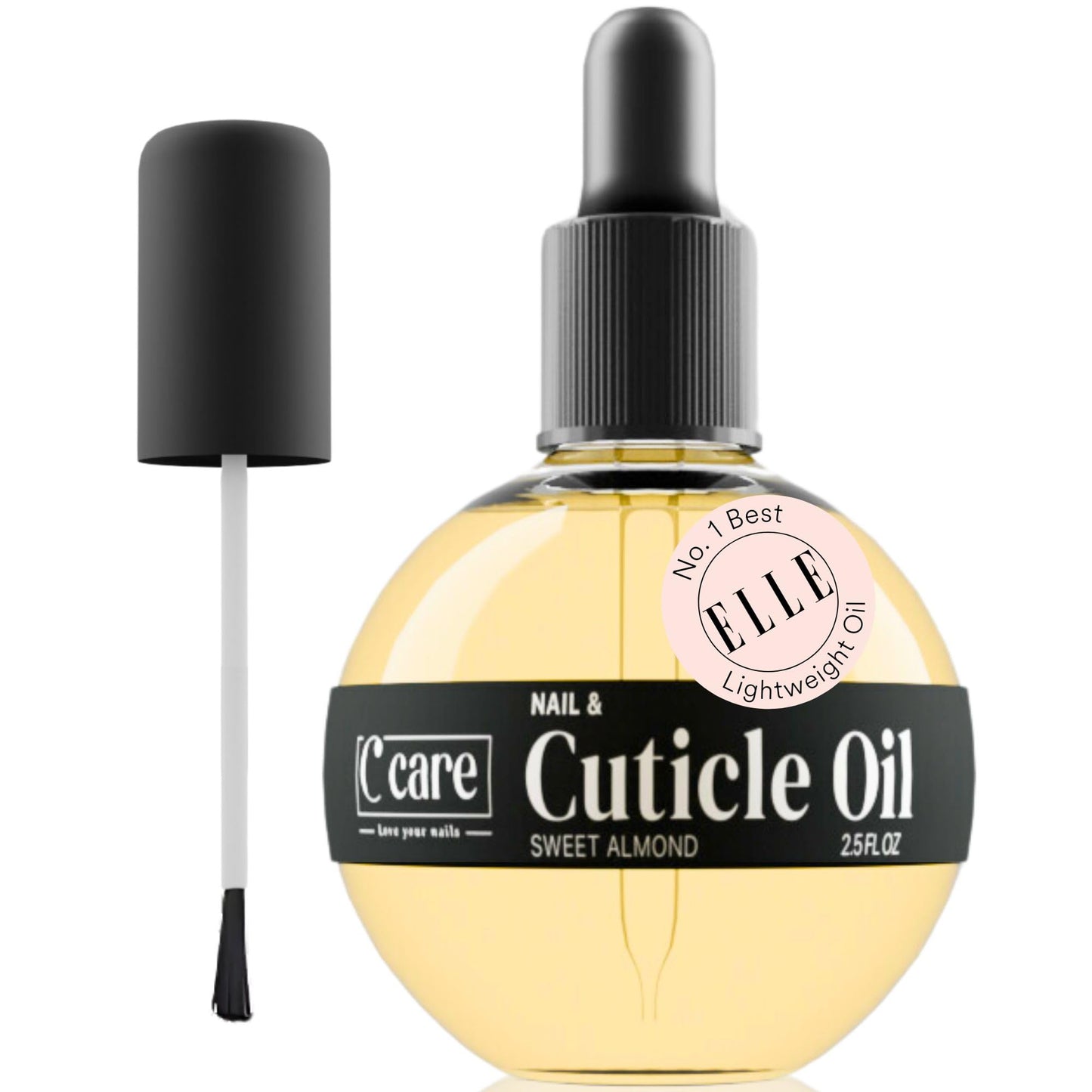 C CARE Sweet Almond Cuticle Oil For Nails - Repairs Cuticles Overnight - Moisturizes and Strengthens Nails and Cuticles - Dropper & Brush included