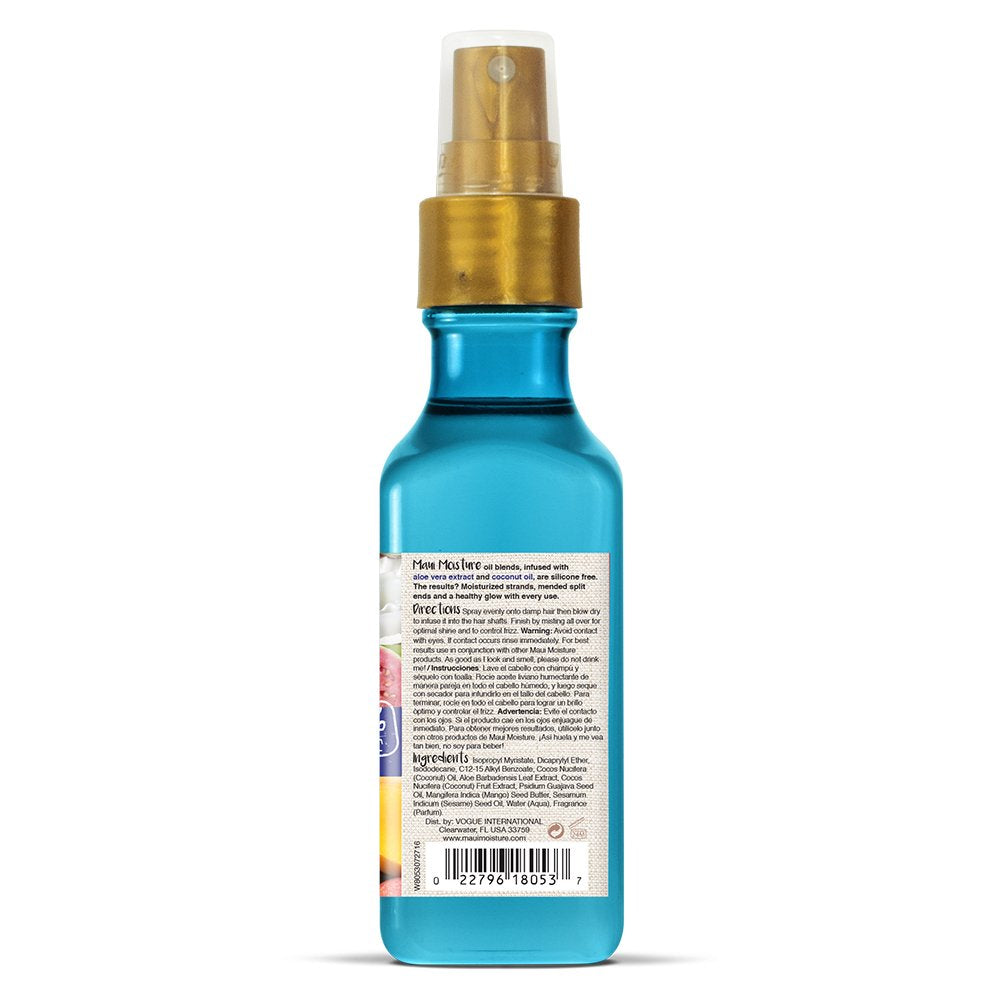 OGX Nourish & Moisture + Coconut Milk Weightless Oil Mist, Leave-In Spray Treatment to Help Defrizz, Hydrate & Replenish Curly Hair, Vegan, Silicone