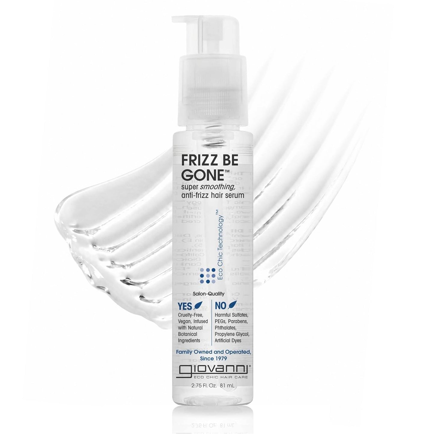 GIOVANNI ECO CHIC Frizz Be Gone - Super Smoothing Anti-Frizz Hair Serum, Adds Shine, Seals in Color, Infused with Natural Botanical Ingredients, Salon