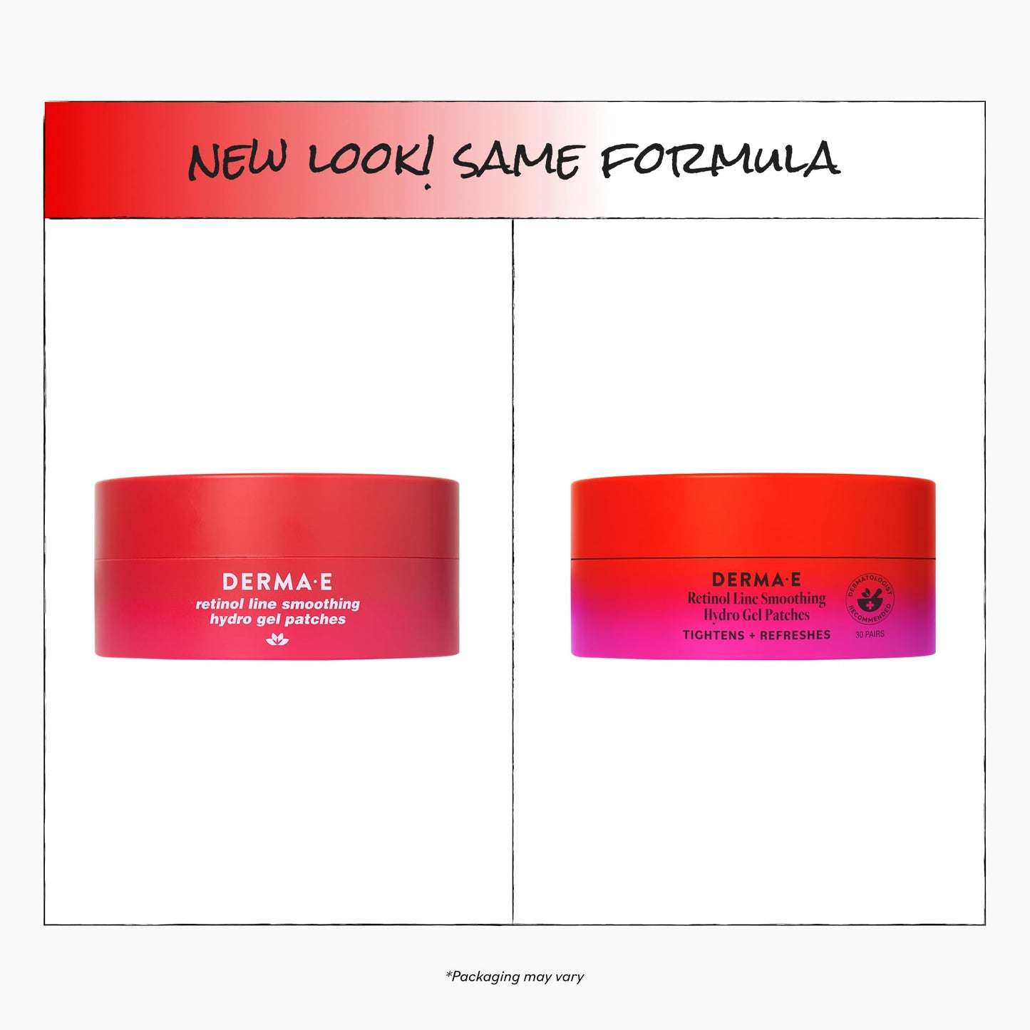 Derma E Retinol + Bakuchiol Under Eye Patches (30 Pairs) Non-Irritating, Line Smoothing Hydro Gel Eye Patches with Rose Water & Real Hibiscus Petals
