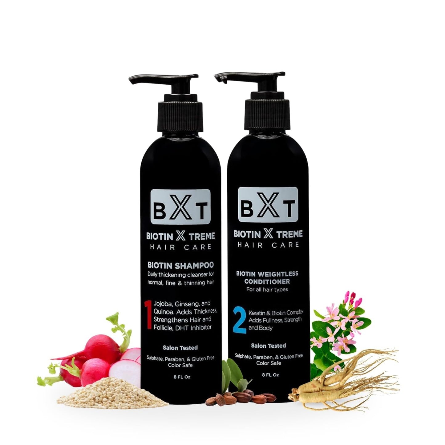 Biotin X Treme Hair Care Biotin Shampoo and Conditioner Set - Natural DHT Blocker for Hair Growth & Thinning Hair - Sulfate & Paraben Free Thickening