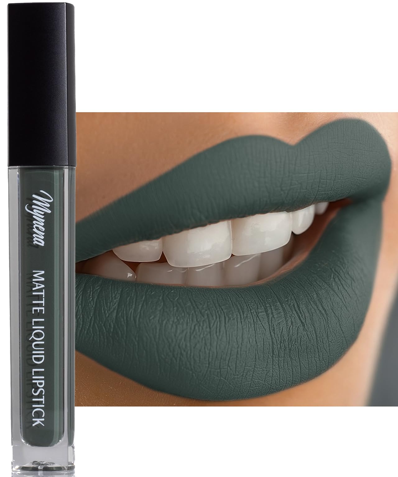 Mynena Matte Liquid Lipstick Army Green | Long-Lasting Comfort | Smudge-Proof Transfer-Resistant Vegan & Cruelty-Free | Full Coverage Non-Drying True