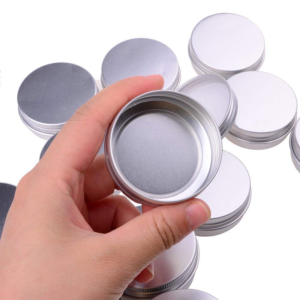 30 ml?1 oz?24 Pack Silver Aluminum Round Lip Balm Tin Storage Jar Containers with Screw Cap for Lip Balm, Cosmetic, Candles