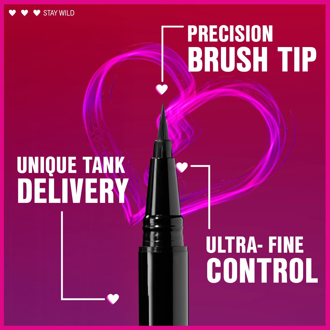 wet n wild Mega Last Breakup Proof Liquid Eyeliner - Ultra-Fine Brush, Waterproof, 16-Hour Long-Lasting Wear- Cruelty-Free & Vegan - Black