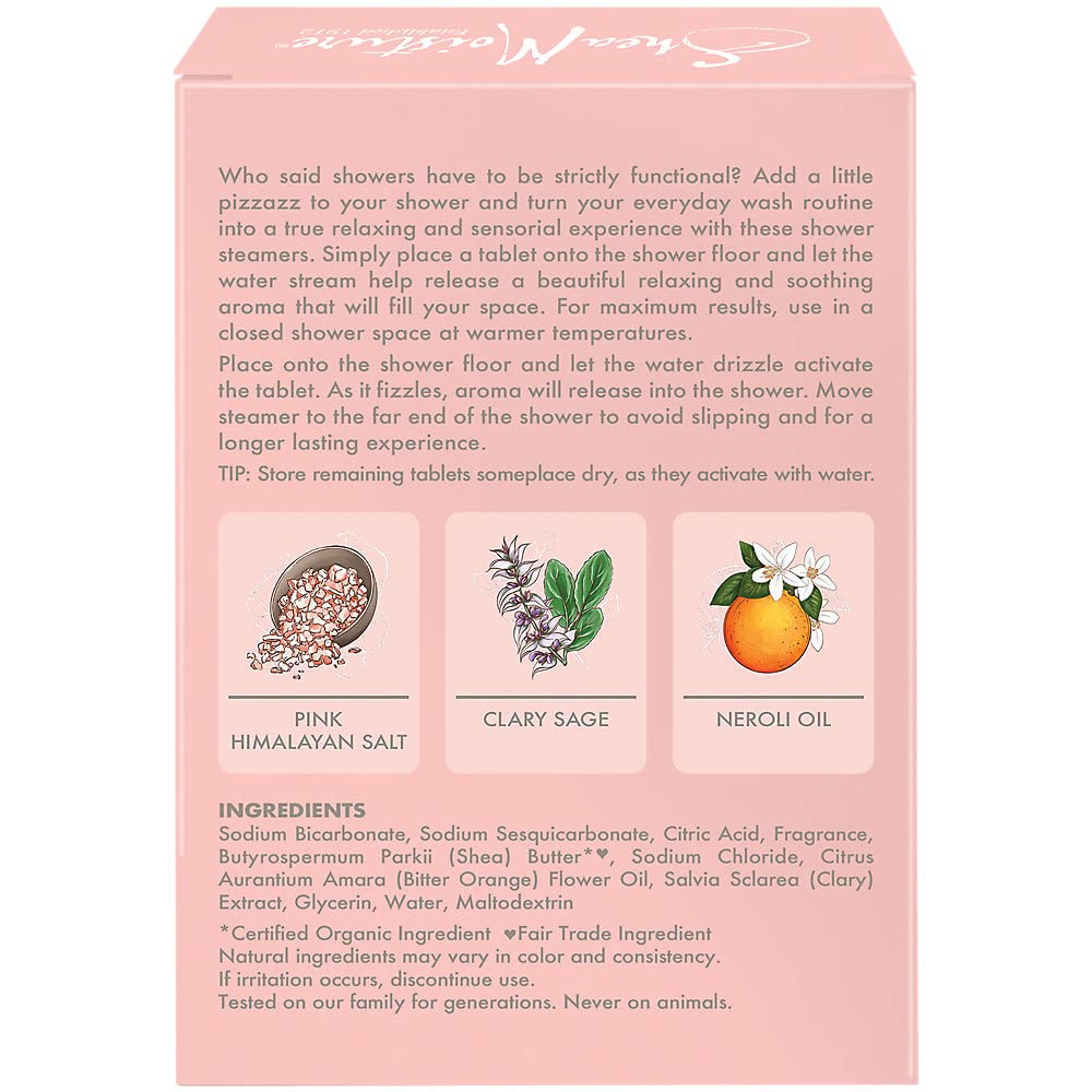 Pink Himalayan Salt Relaxing Shower Steamers - Clary Sage & Neroli Oil (4 Ounces)