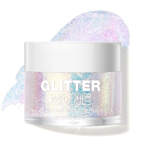 LANGMANNI Holographic Body Glitter Gel for Body, Face, Hair and Lip.Color Changing Glitter Gel Under Light. Vegan & Cruelty Free-1.35 oz (2# Sparkling