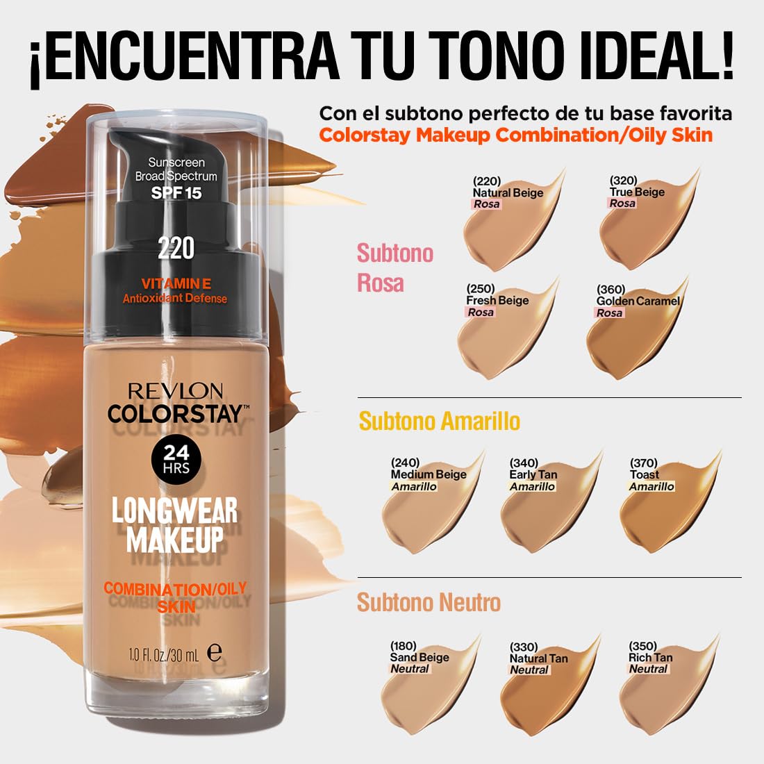 Revlon Colorstay Pump 24HR Make Up SPF15 Comb/Oily Skin 30ml - Natural Beige