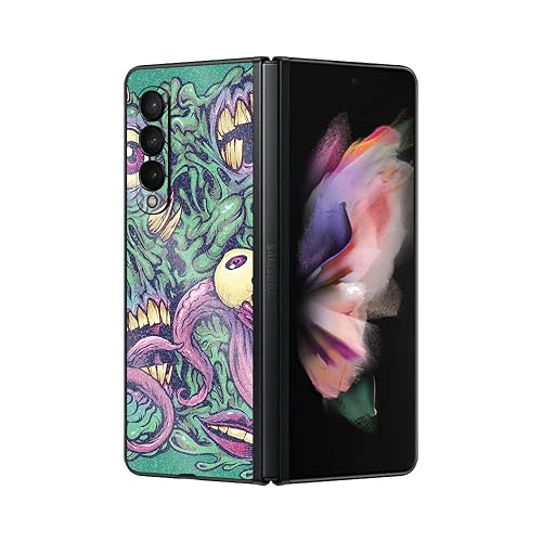 MightySkins Glossy Glitter Skin Compatible with Samsung Galaxy Z Fold 3 - Eyes and Teeth | Protective, Durable High-Gloss Glitter Finish | Easy to