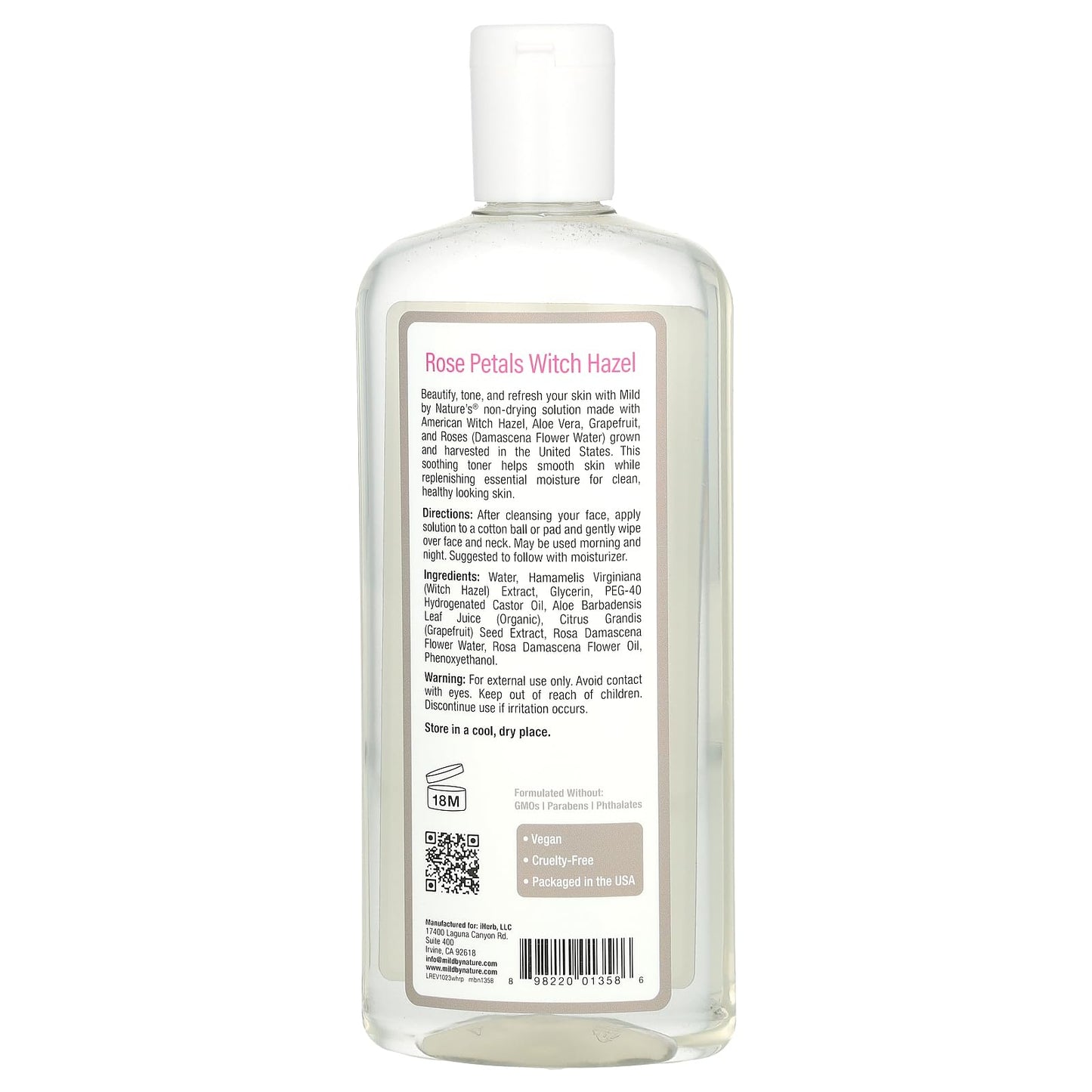 Witch Hazel, Rose Petals, Alcohol-Free, 12 fl oz (355 ml), Mild By Nature