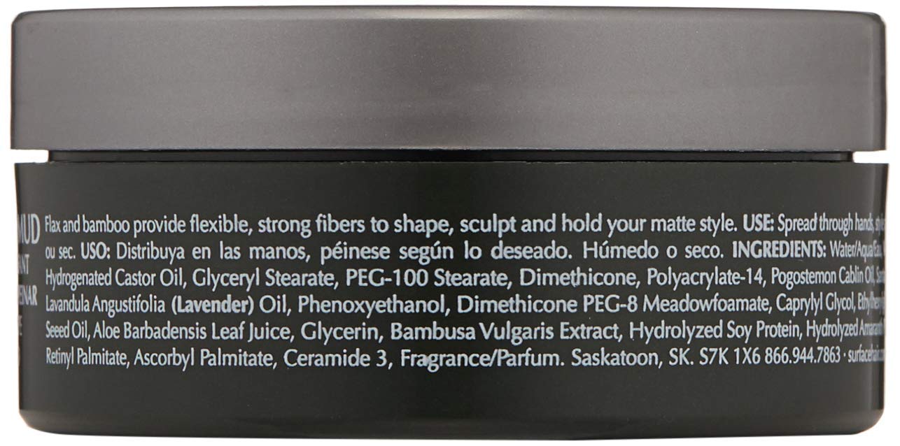 SURFACE Hair Men Styling Mud - Flax and Bamboo Provide Flexible Strong Fibers to Shape Sculpt and Hold Your Matte Style - 2.25 oz