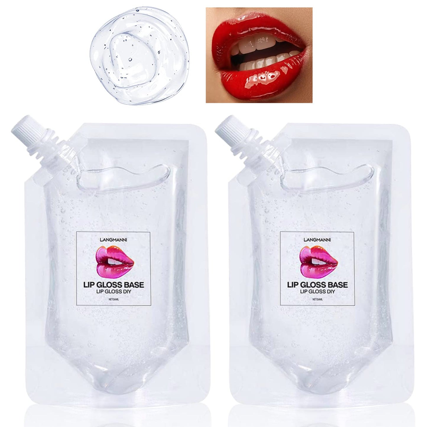 Eakroo 2Pcs Moisturize Lip Gloss Base Oil Material Makeup Primers, Non-Stick Lip Gloss Clear Primer for DIY Handmade Lip Oil Lip Plumper Lip Gloss