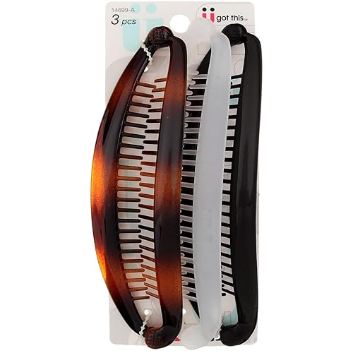 Scunci, Effortless Beauty, Banana Barrettes, 3 Count (Pack of 1)