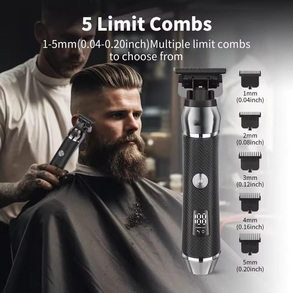 QDKVTNDJZ Professional Hair Trimmer&Shaver Kit, Electric Razor&Beard Barbers Cordless Close CuttingTrimmer with Digital Display and 5 Limit Combs Beauty and Personal Care QDKVTNDJZ