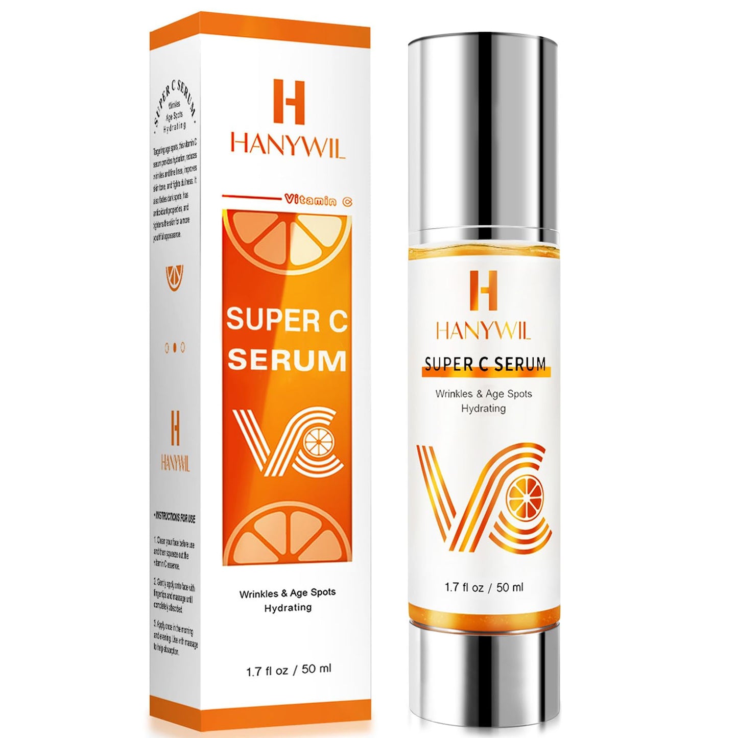 HANYWIL Super Vitamin C Serum for Women over 70, Vitamin C Serum for Face, Dark Spot Remover for Face, Hyaluronic Acid Skin Care, Targets Age Spots