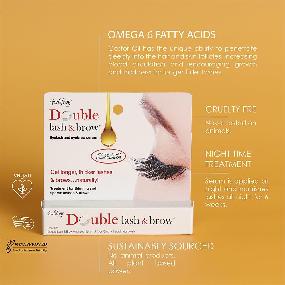 Godefroy Double Lash and Brow Treatment, for longer & thicker eyelash and eyebrows (3ml + applicator)