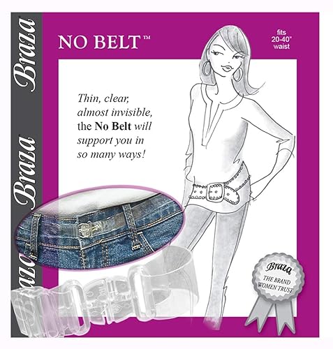 Braza No Belt - Invisible, Adjustable, Clear Fits 20"-40" Waist
