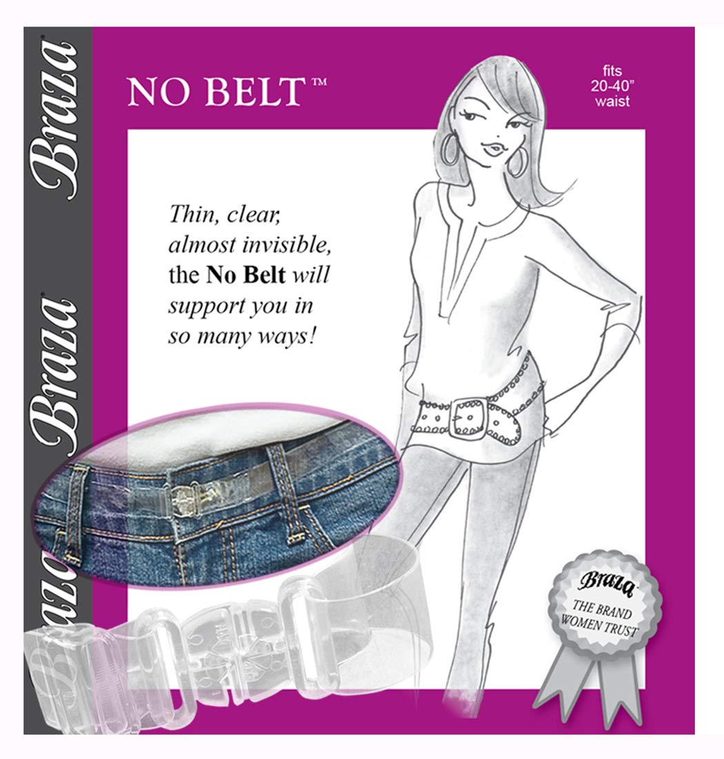 Braza No Belt - Invisible, Adjustable, Clear Fits 20"-40" Waist