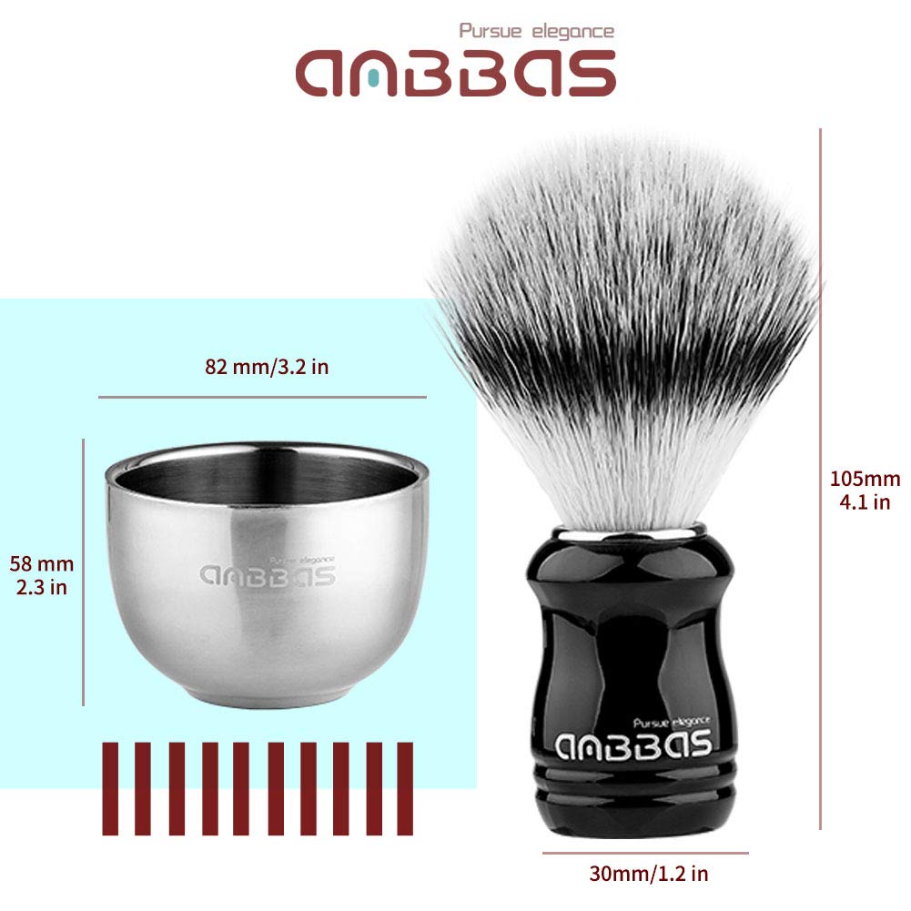 Anbbas Shaving Brush Synthetic Badger Hair Resin Handle and Stainless Steel Soap Bowl,ABS Wall Mounted Shaving Holders for Brush and Bowl Beauty and Personal Care Anbbas