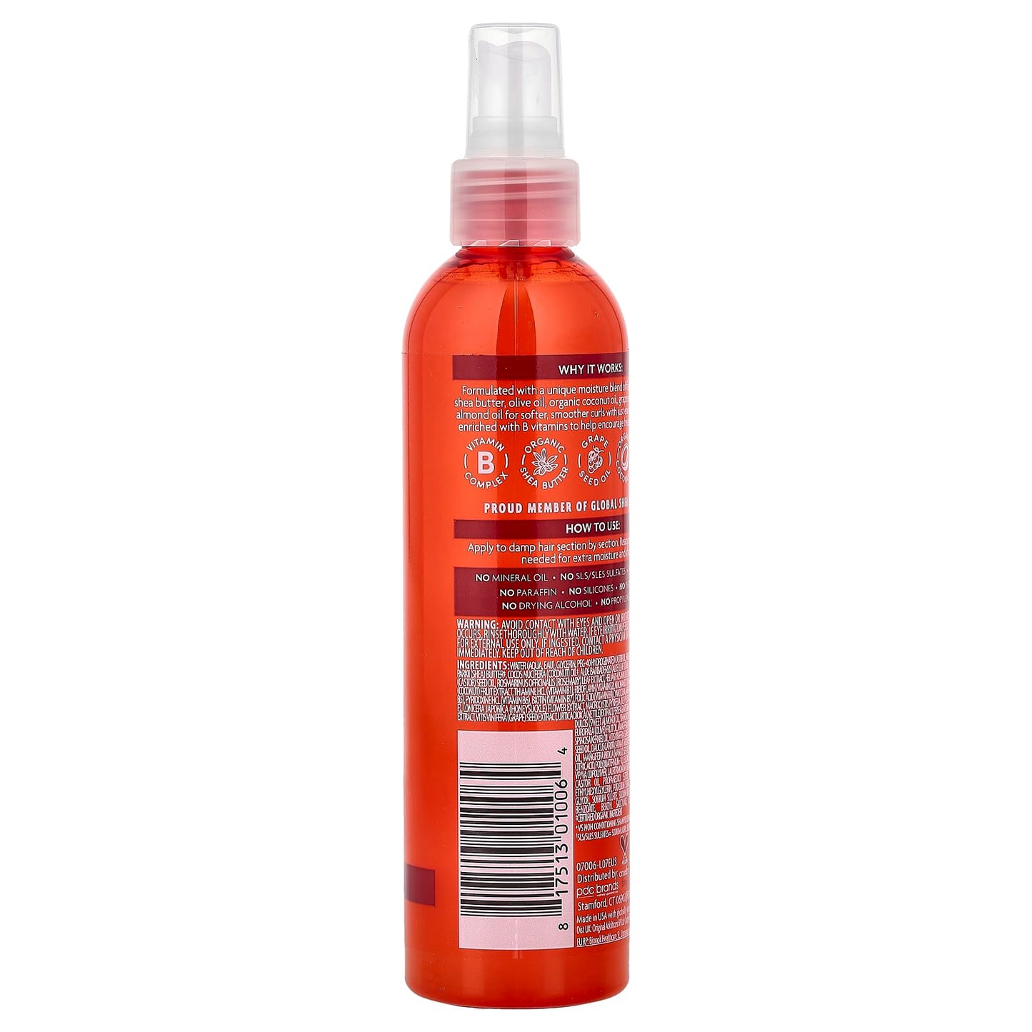 Cantu Natural Hair Coconut Oil Shine & Hold Mist 8 Ounce Spray (237ml) (3 Pack)
