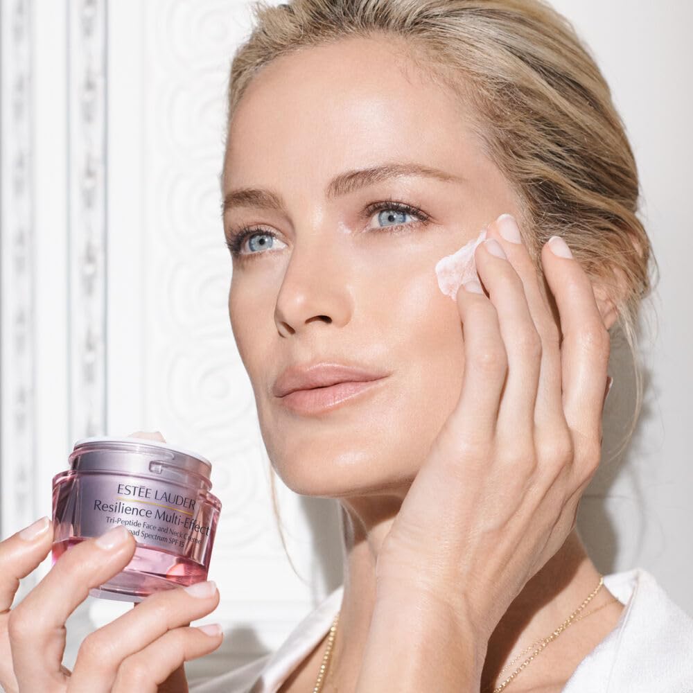 Estée Lauder Resilience Multi-Effect Tri-Peptide Face and Neck Cream Moisturizer SPF 15 For Dry Skin| Plumping & Anti-Aging, 1.7 Ounce