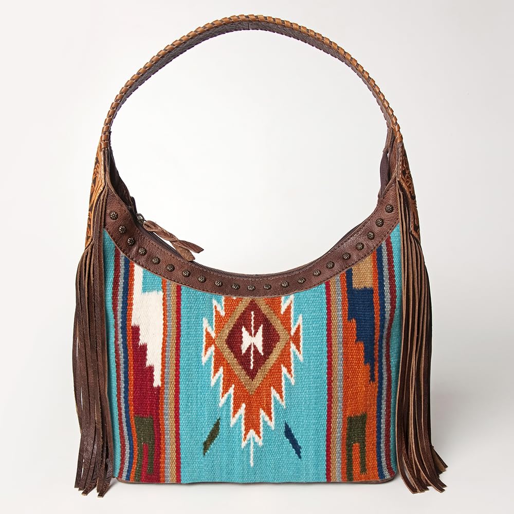 American Darling Hobo Saddle Blanket Fabric Genuine Leather Western Women Bag | Handbag Purse Bags for Wallet Cute