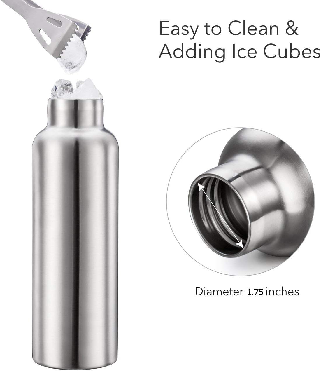 Gteller Double Walled Stainless Steel Vacuum Insulated Sports Water Bottle with Portable Stainless Lid, Wide Mouth(Blue 25oz)