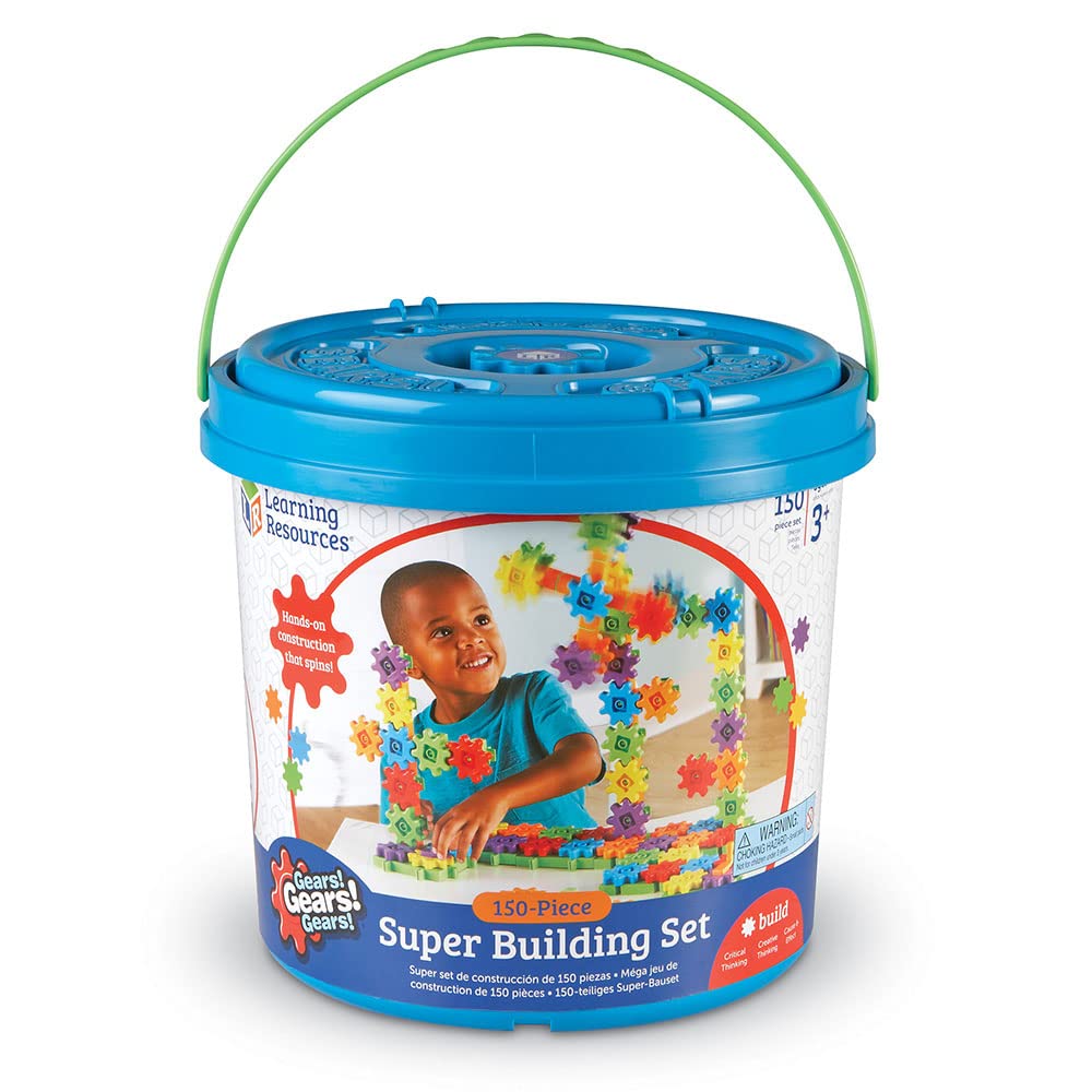 Learning Resources Gears! Gears! Gears! Super Building Set - STEM Construction Toy for Kids, Toddler Engineers Kit, Fine Motor Skills & Science Play