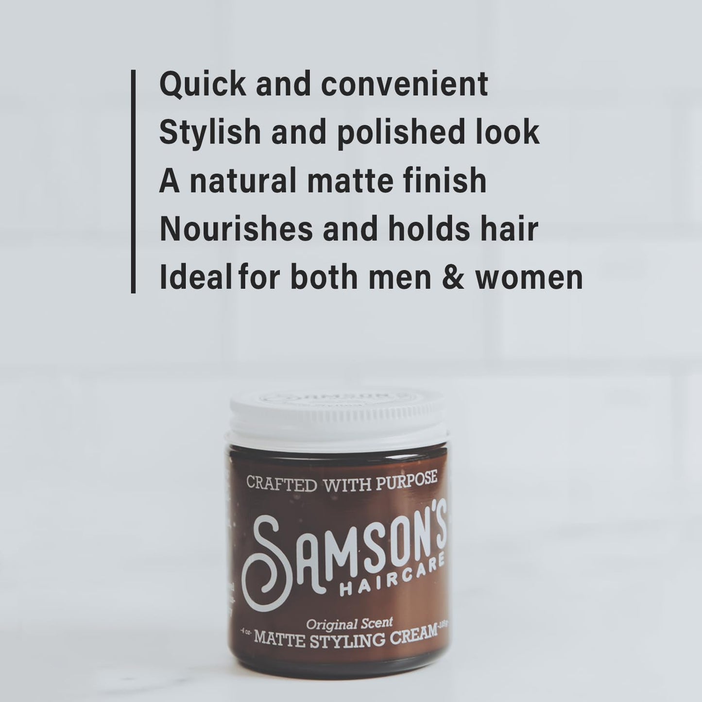 SAMSON'S HAIRCARE Matte Styling Cream, Best Matte Finish with Easy Application, Nourishes and holds hair, Ideal for both Men & Women, 4 oz.