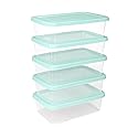 Sterilite 5-Pack Stackable Storage Bin with Lid, Clear Plastic Design, 6 Quart