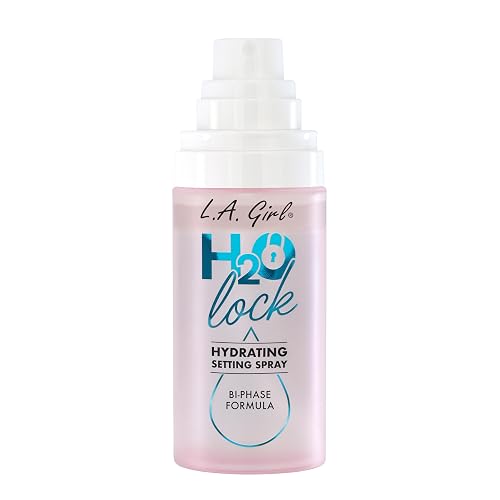 L.A. Girl H2O Lock Setting Spray, Bi-Phase Hydrating Makeup Setting Mist with Aloe Vera, Vitamin E, Cucumber Extract, Dewy Finish, Long-Lasting G97882